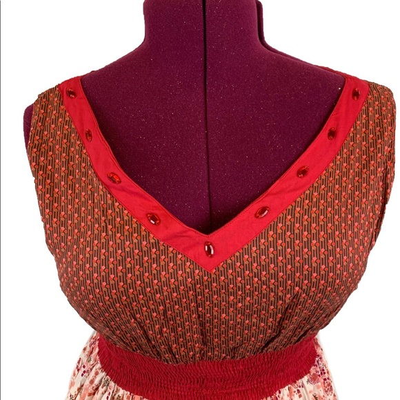 Magic V-Neck Ruffle Hem Sleeveless Fitted Mermaid Floral Midi Dress Women’s 2X - Picture 3 of 10